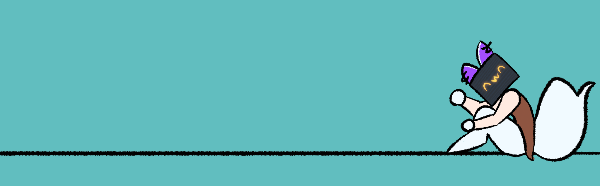 A site banner that has a artic-fox-based character with a leather corset and a CRT based head